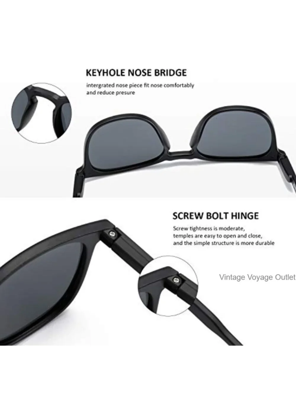 Polarized Sunglasses 2 Pack Retro Round Square UV Protection Spring Hinge